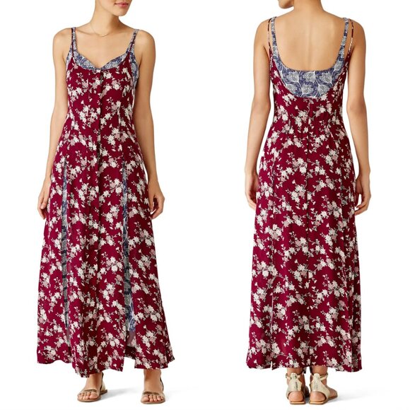 Cinq à Sept Nathalia Combo Maxi Silk Dress Sz 2 Floral Print Allover - Picture 1 of 10